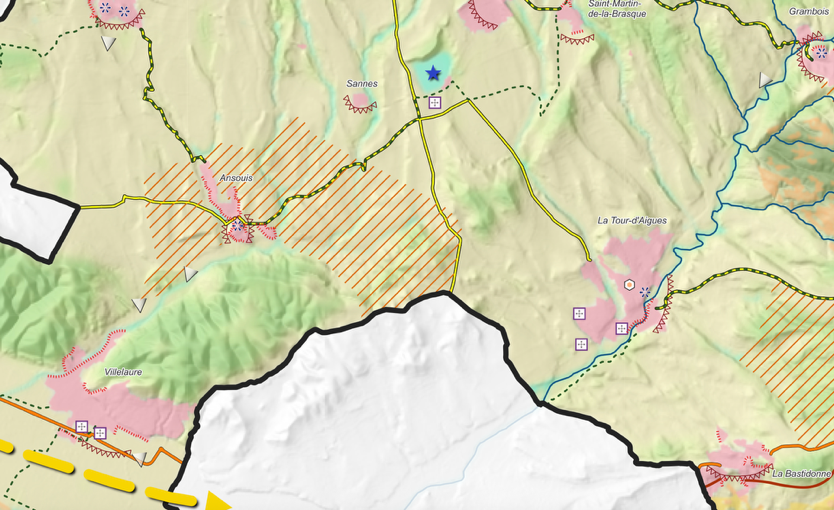 Carte du sud Luberon montrant (ou non) les cours d'eau