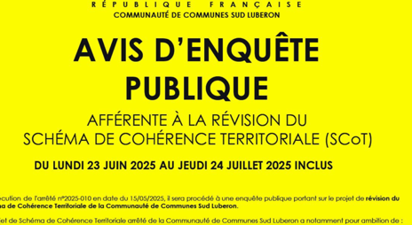 Photo de l'entête de l'enquèête publique : ASSURER LA CONTINUITÉ ÉCOLOGIQUE DE L’EZE VERS PERTUIS EN L’INTÉGRANT SUR LA CARTOGROPHIE DE LA TRAME BLEUE Intégrer l’Èze dans la Trame bleue du territoire, à l’aval de La Tour d’Aigues, dans sa continuité vers Pertuis : la Région PACA a légitimement demandé à ce que soit complétée la Trame verte et bleue par des continuité avec les territoires voisins notamment « le long de l’Eze » (vers Pertuis) (réserve numéro 4 de la Région PACA dans son avis du 19 mai 2025) Cette omission a été relevée par la Région PACA qui a émis une réserve spécifique à cet égard (Avis émis par la Région PACA sur le SCOT Sud Luberon (page 18) : Nous souhaiterions que la continuité bleue de l’Èze avec le territoire voisin (Pertuis, commune par laquelle l’Èze afflue à la Durance) figure à la cartographie du Document d’Orientation et d’Objectif.
