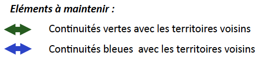 Image de la légende de la carte affichant les symboles de continuité verte et bleue